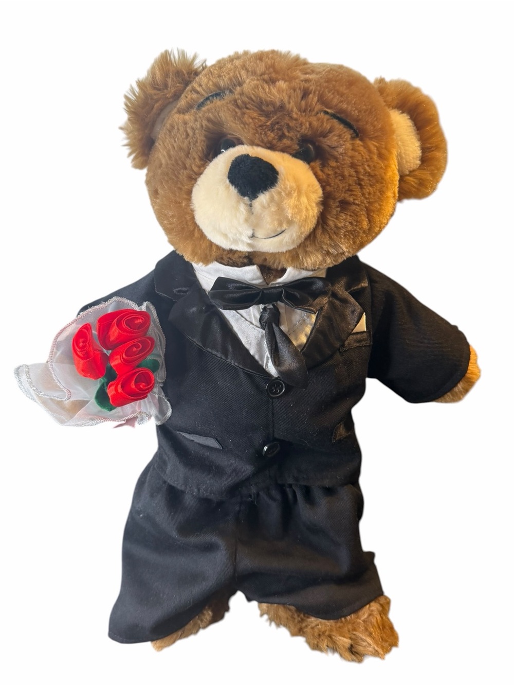 Build A Bear Bearemy Groom Teddy Bear Tuxedo Wedding Roses Plush 15”